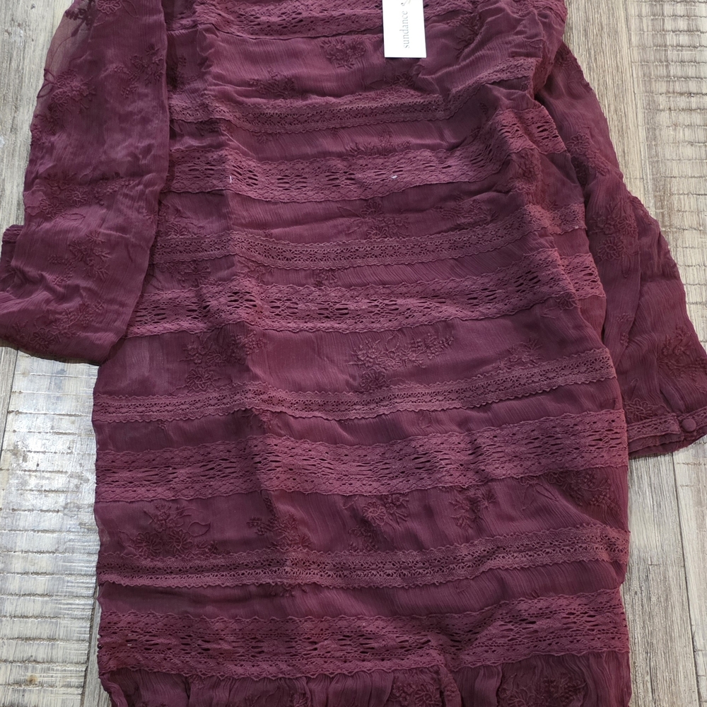 Sundance Deep Red Lace  Maroon Dress Sundance Size 12
